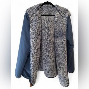 Reversible Gray Hooded Jacket with Sherpa Lining